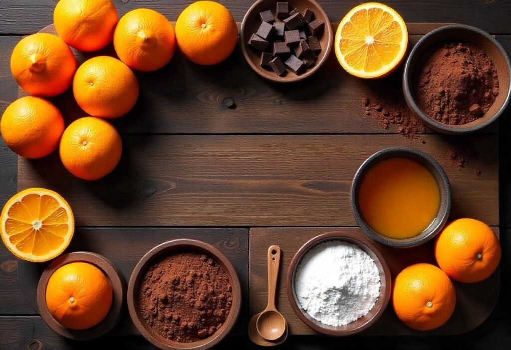 Ingredients of Decadent Choco-Orange Delight Cake