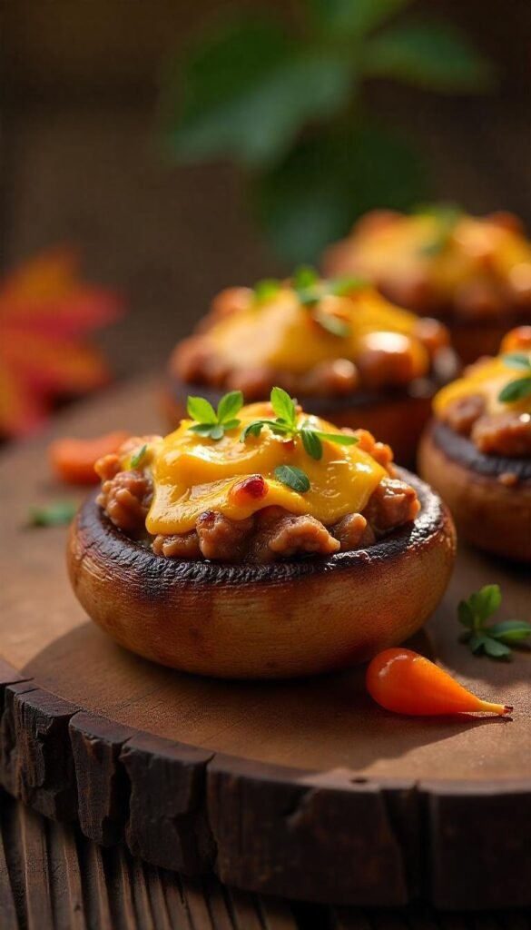 Savory Chopped Beef and Cheese Stuffed Mushrooms Savory Chopped Beef and Cheese Stuffed Mushrooms