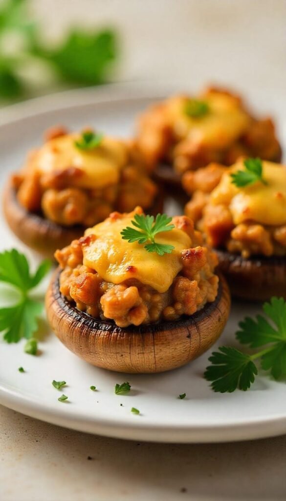Savory Chopped Beef and Cheese Stuffed Mushrooms Savory Chopped Beef and Cheese Stuffed Mushrooms