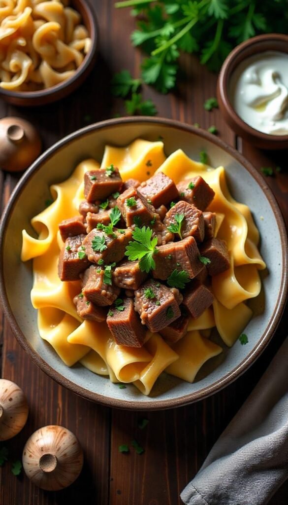 Savory Chopped Beef Stroganoff Recipe Savory Chopped Beef Stroganoff Recipe