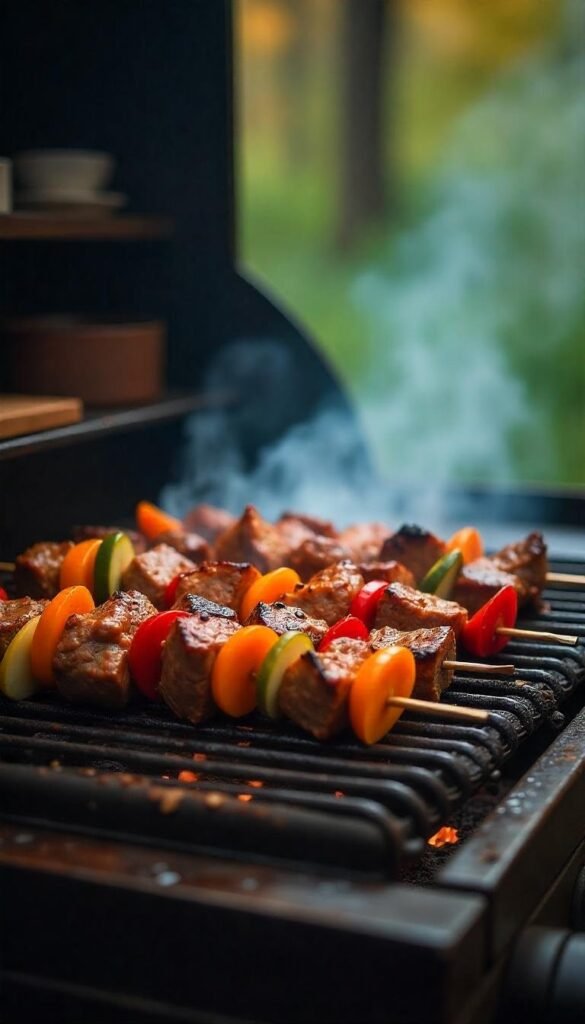 Grilled Chopped Beef and Vegetable Kebabs Grilled Chopped Beef and Vegetable Kebabs