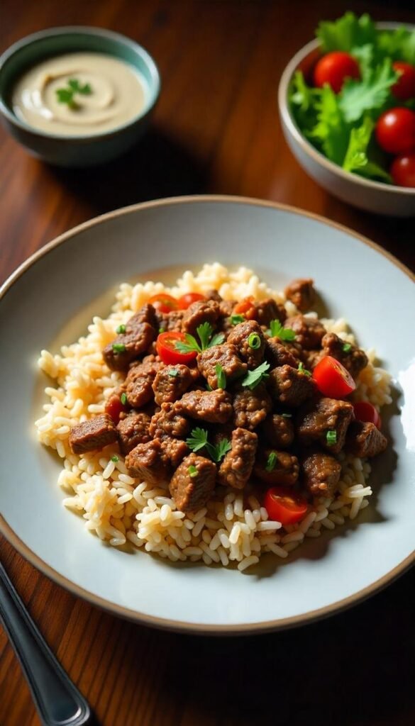 Savory Chopped Beef and Rice Pilaf Savory Chopped Beef and Rice Pilaf