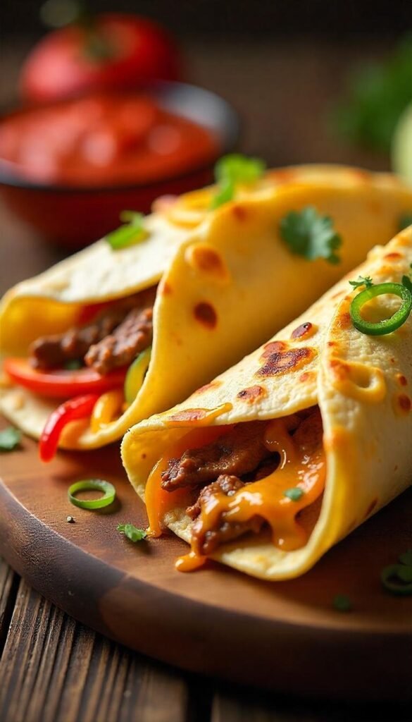 Savory Brisket Quesadillas with Cheese and Peppers Savory Brisket Quesadillas with Cheese and Peppers