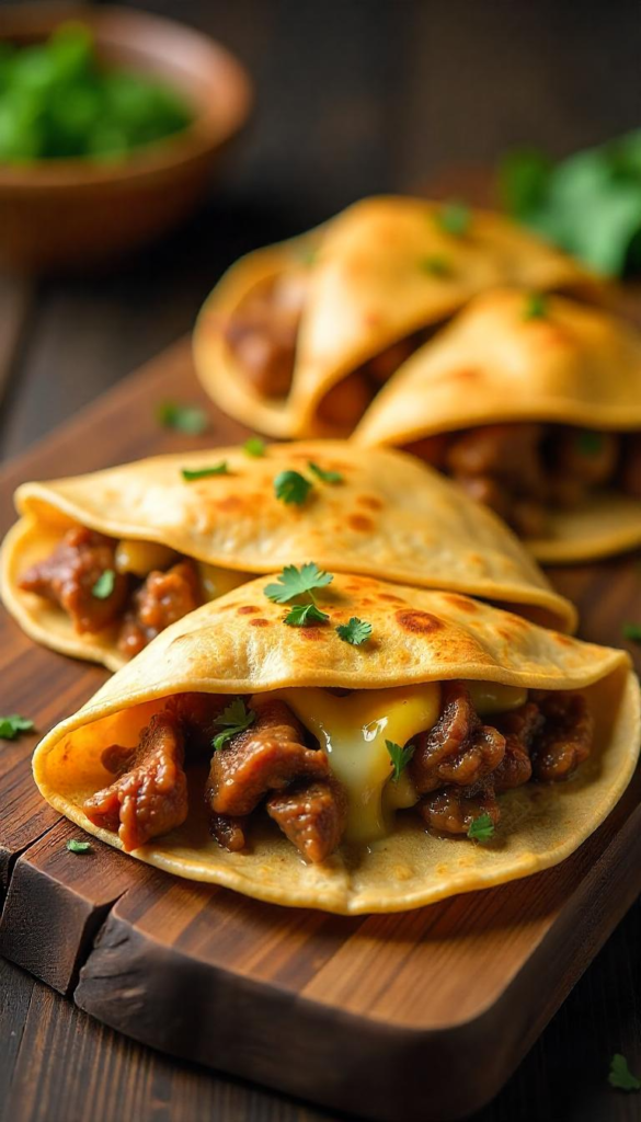 Savory Brisket Quesadillas with Cheese and Peppers Savory Brisket Quesadillas with Cheese and Peppers