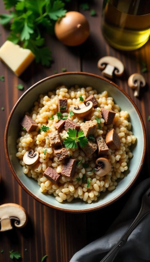 Creamy Chopped Beef and Mushroom Risotto Creamy Chopped Beef and Mushroom Risotto