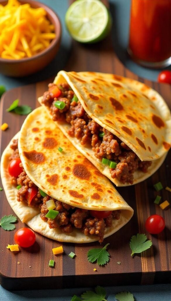 Zesty Spicy Chopped Beef Quesadillas Zesty Spicy Chopped Beef Quesadillas