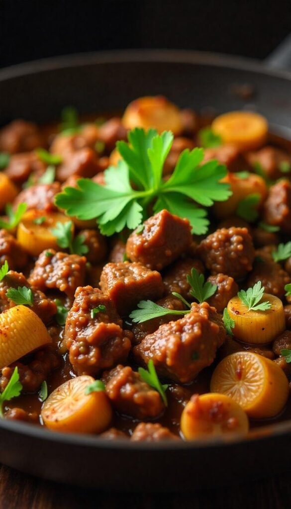 Savory Chopped Beef and Zucchini Skillet Recipe Savory Chopped Beef and Zucchini Skillet Recipe