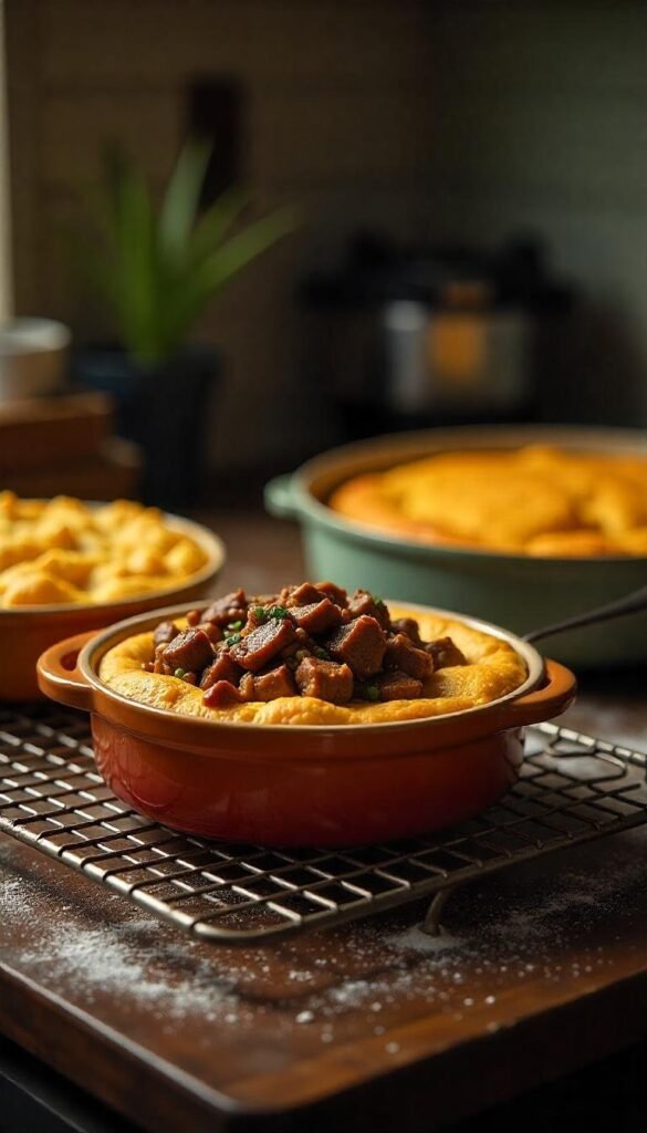 Savory Chopped Beef and Cornbread Bake Savory Chopped Beef and Cornbread Bake