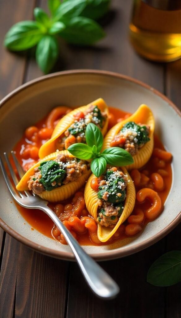 Chopped Beef and Spinach Stuffed Pasta Shells Chopped Beef and Spinach Stuffed Pasta Shells