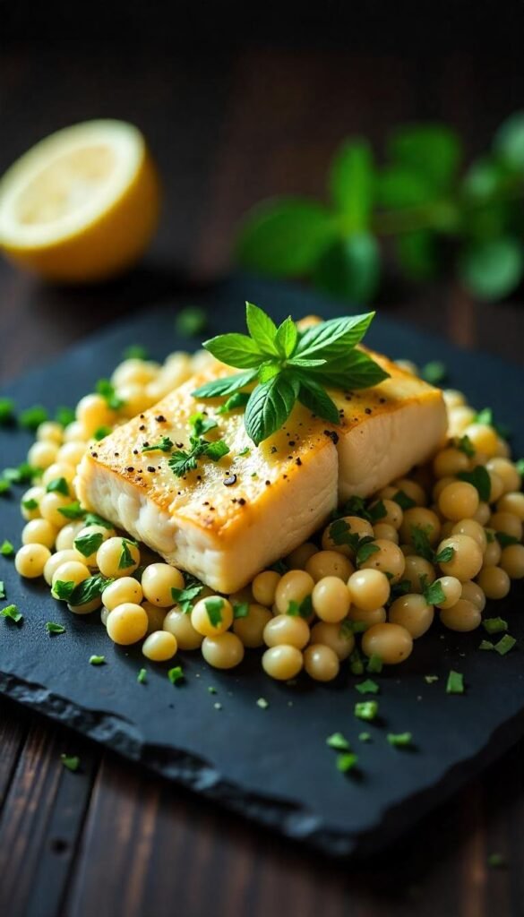 Lemon Herb Cod with Refreshing Couscous Salad Lemon Herb Cod with Refreshing Couscous Salad