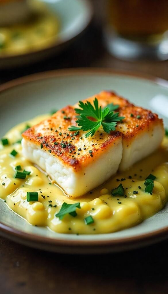 Baked Cod with Mustard Dill Sauce Baked Cod with Mustard Dill Sauce