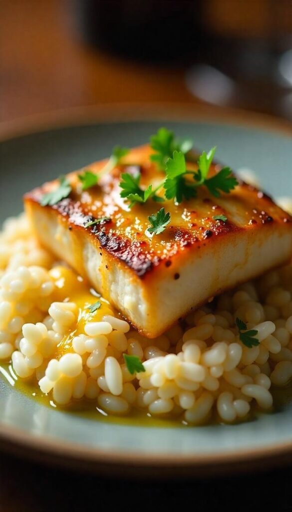 Pan-Seared Sea Bass with Roasted Garlic Sauce Pan-Seared Sea Bass with Roasted Garlic Sauce