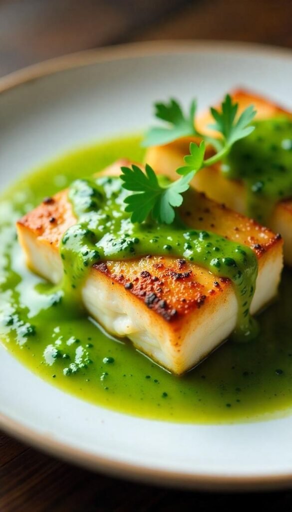 Pan-Seared Cod in Green Sauce Pan-Seared Cod in Green Sauce