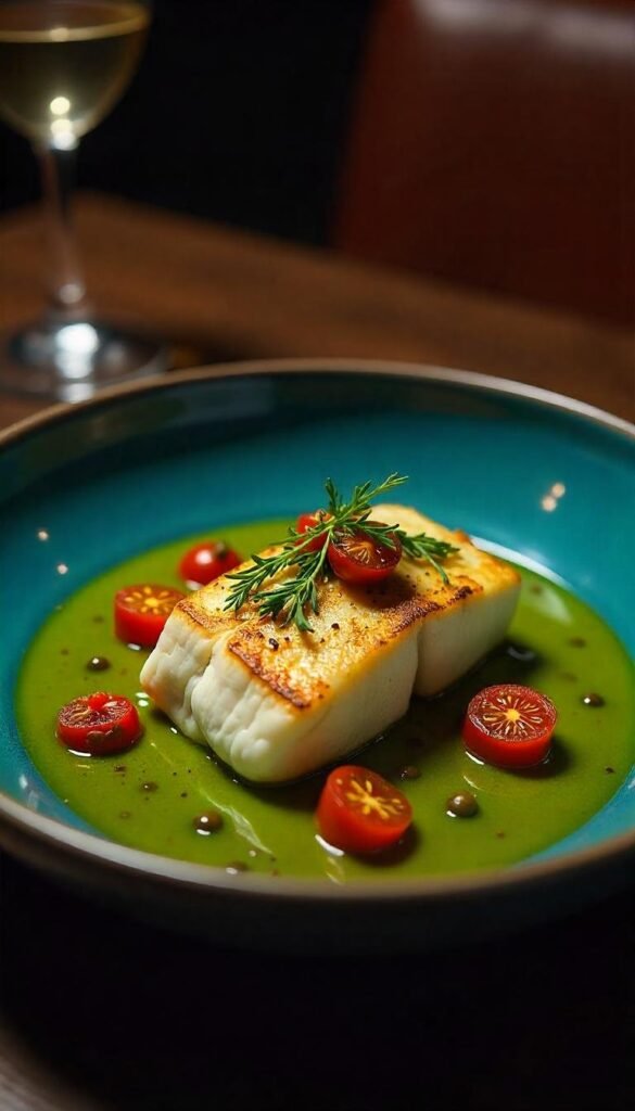 Pan-Seared Cod in Green Sauce Pan-Seared Cod in Green Sauce