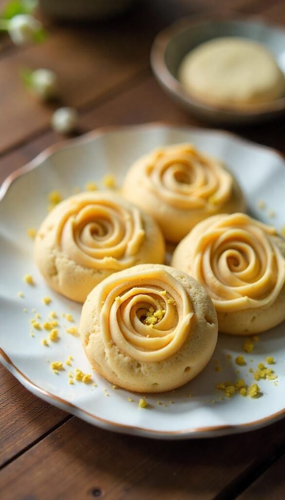 Delicate Pistachio Rose Cookies Delicate Pistachio Rose Cookies