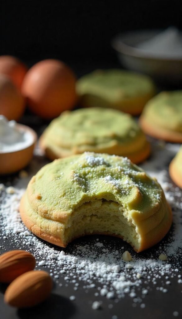 Delicate Matcha Almond Cookies Delicate Matcha Almond Cookies