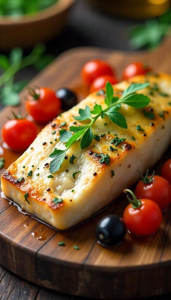 Herb-Infused Baked Sea Bass with Cherry Tomatoes and Olives Herb-Infused Baked Sea Bass with Cherry Tomatoes and Olives