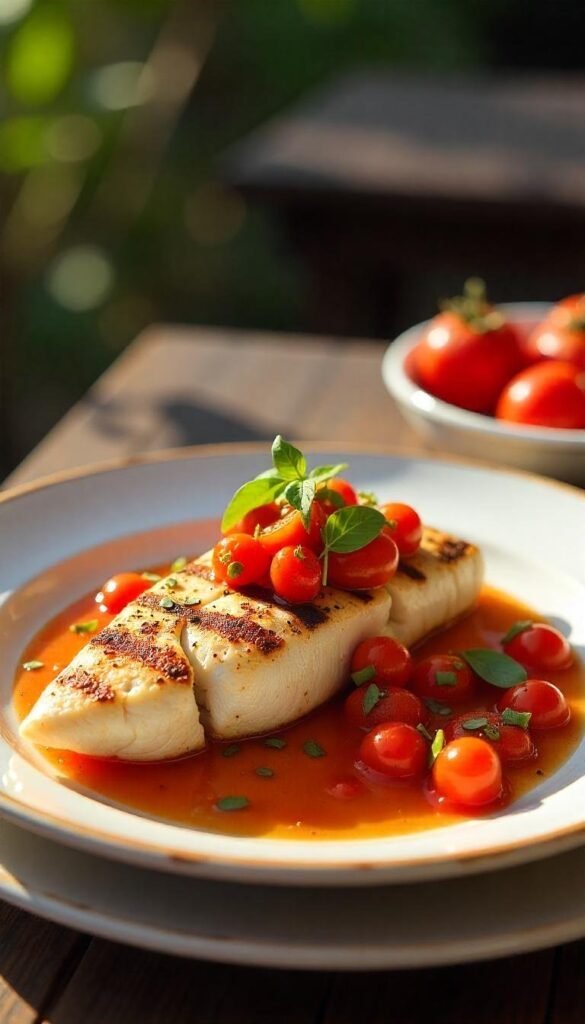 Grilled Branzino with Fresh Tomato Basil Relish Grilled Branzino with Fresh Tomato Basil Relish