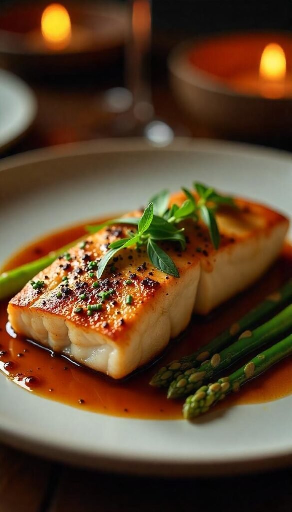 Crispy Skin Branzino with Savory Soy Glaze Crispy Skin Branzino with Savory Soy Glaze