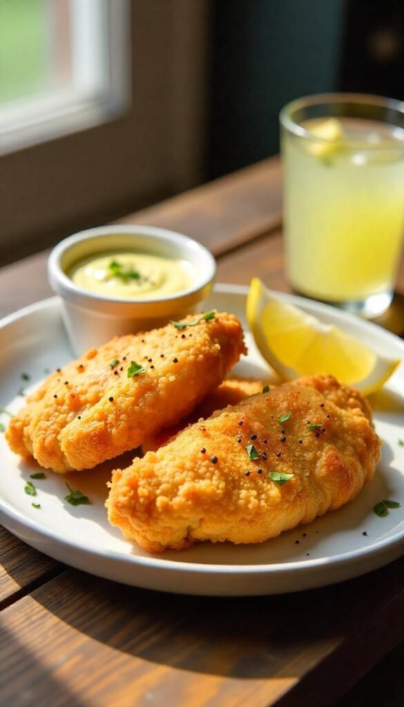 Crispy Fried Cod with Zesty Lemon Aioli Crispy Fried Cod with Zesty Lemon Aioli