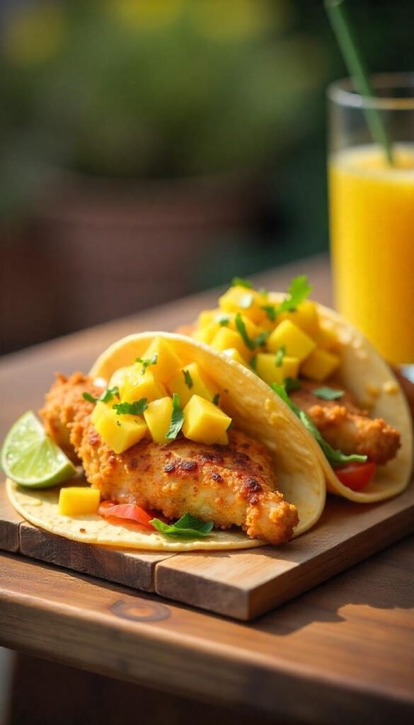 Crispy Cod Fish Tacos with Fresh Mango Salsa Crispy Cod Fish Tacos with Fresh Mango Salsa