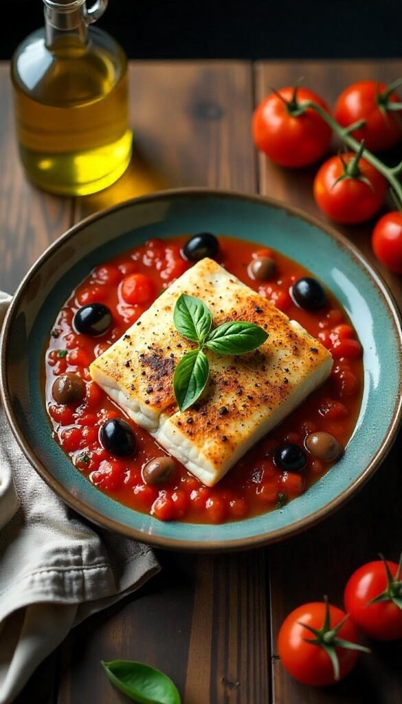 Mediterranean Cod with Olives and Tomatoes Mediterranean Cod with Olives and Tomatoes