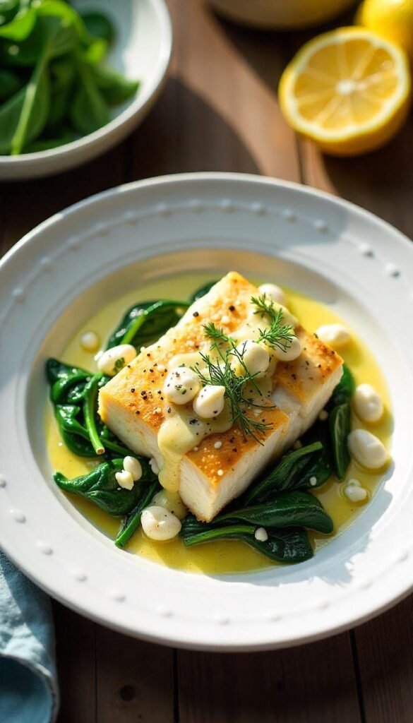 Oven-Baked Cod with Spinach and Feta Oven-Baked Cod with Spinach and Feta